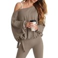 thumbnail image 1 of Women'S Sweatshirts Oversized Off the Shoulder Pullover Tops Casual Long Sleeve Comfy Fall Outfits Khaki S, 1 of 9