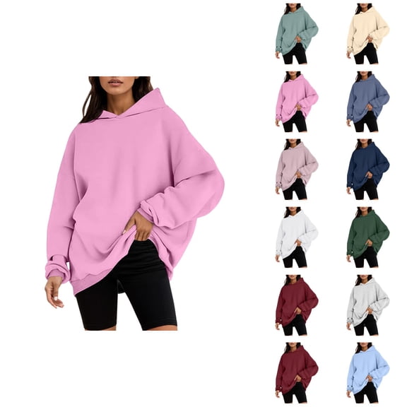 Women'S Sweatshirts Solid Color Womens Oversized Sweatshirts Pullover Hoodies Artificial Short Velvet Oversized Hoodies Hooded Sweatshirts Comfy Casual Pullover Loose Lightweight Fall Winter Clothes