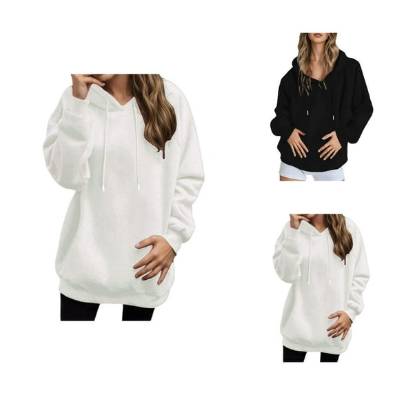Women'S Sweatshirts Women's Solid Color Sweatshirt Women's Casual Pullover Hoodie Soft Comfortable Long Sleeve Solid Color Drop Shoulder Sweatshirt For Everyday Wear