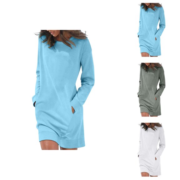Women'S Sweatshirts Women's Solid Sweatshirt Ladies Fashion Loose Long Sleeve Pocket Solid Color Long Pullover Sweater