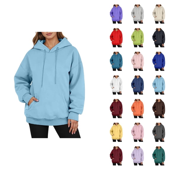 Women'S Sweatshirts Women's Solid Sweatshirt Men's Casual Pullover Hoodie Long Sleeve Comfortable Winter Warm Lined Sweatshirt With Drawstring Pocket For Daily Wear