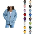 thumbnail image 1 of Women'S Sweatshirts Women's Solid Sweatshirt Women Fashion Solid Loose Hooded Zipper Hoodie Long Sleeve Jacket, 1 of 5