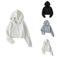 thumbnail image 1 of Women'S Sweatshirts Women's Solid Sweatshirt Women'S Fashion Hoodies Sweatshirts Long Sleeve Drawstring Hoodies Crop Top, 1 of 4