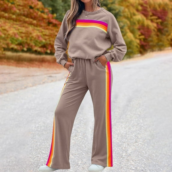 Women'S Sweatsuits - Long Sleeve Sweatshirt With Jogger Pants Set Matching Sets Women Clothing Fall Comfy Sets for Women Clothing