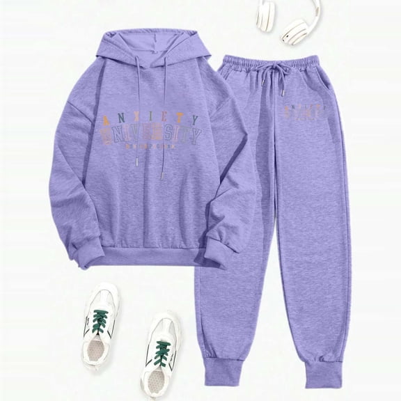 Women'S Sweatsuits Two Piece Hoodie Long Sleeve Pullover and Baggy Sweatpants Lounge Sets Cute Fall Outfits Athletic Set