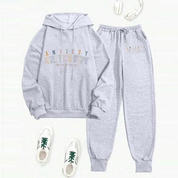 Women'S Sweatsuits Two Piece Hoodie Sweatshirt Jogger Pants Lounge Sets Cute Fall Outfits Athletic Set