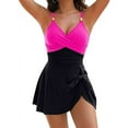 thumbnail image 1 of Women'S Swimsuit Tight Fit Backless Rose Red+Black L, 1 of 6