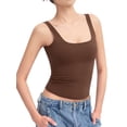 thumbnail image 1 of Women'S Tank Top Fitted Square Neck Casual Basic Summer Tank Sleeveless Tops Brown XXL, 1 of 9