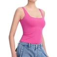 thumbnail image 1 of Women'S Tank Top Fitted Square Neck Casual Basic Summer Tank Sleeveless Tops Rose Red L, 1 of 9