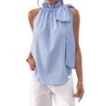 thumbnail image 1 of Women'S Tank Tops High Necked Ruffle Striped Tie Sleeveless Blouse Top XL, 1 of 9