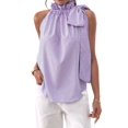 thumbnail image 1 of Women'S Tank Tops High Necked Ruffle Striped Tie Sleeveless Blouse Top XXL, 1 of 9