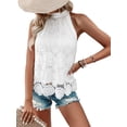 thumbnail image 1 of Women'S Tank Tops Hollow Out Lace Boho Blouse Eyelet Embroidery Sleeveless Tops Shirts White XL, 1 of 7