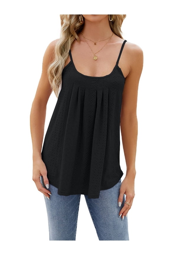 Women'S Tank Tops Sleeveless Summer Top Spaghetti Strap Spring Shirt Loose Fit Beach Vacation 2025 Casual Black XXL