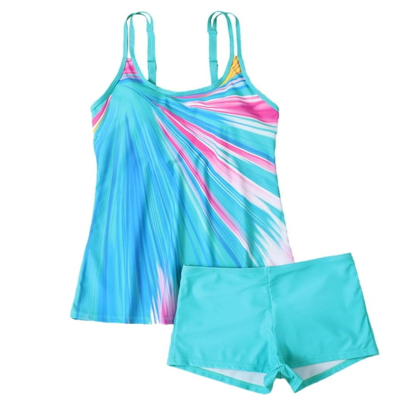 Women'S Tankini Swimsuits Adjustable Strap Double Shoulder Swimwear 2 Piece Tummy Control Bathing Suits