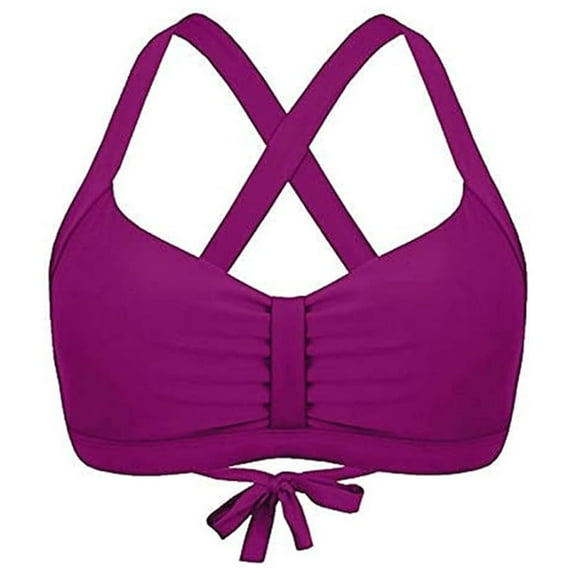 Women'S Tankini Swimsuits Ladies Fashion Sexy Gather Sexy Solid Color Bikini Swimsuit Top Purple Womens One Piece Swimsuits