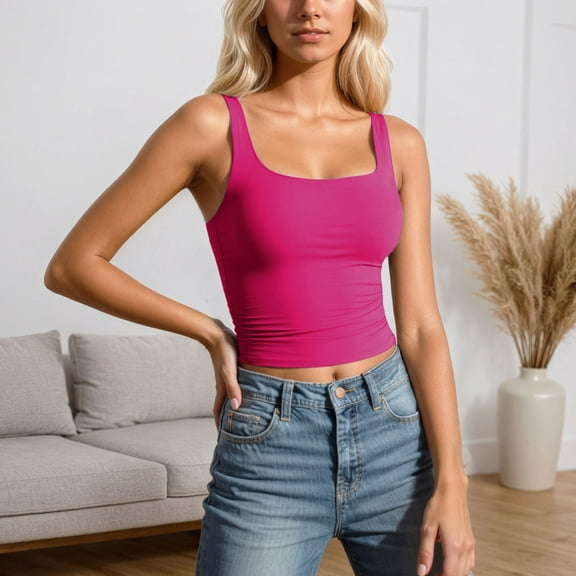 Women'S Tanks Camis Women'S Sexy Strappy Tank Top Sleeveless Camisole Tight Fitted Stretch Basic Layering Inner Wear Casual Summer Tops Hot Pink XS