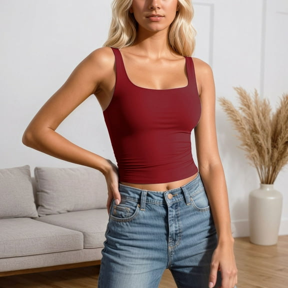 Women'S Tanks Camis Women'S Sexy Strappy Tank Top Sleeveless Camisole Tight Fitted Stretch Basic Layering Inner Wear Casual Summer Tops Red M