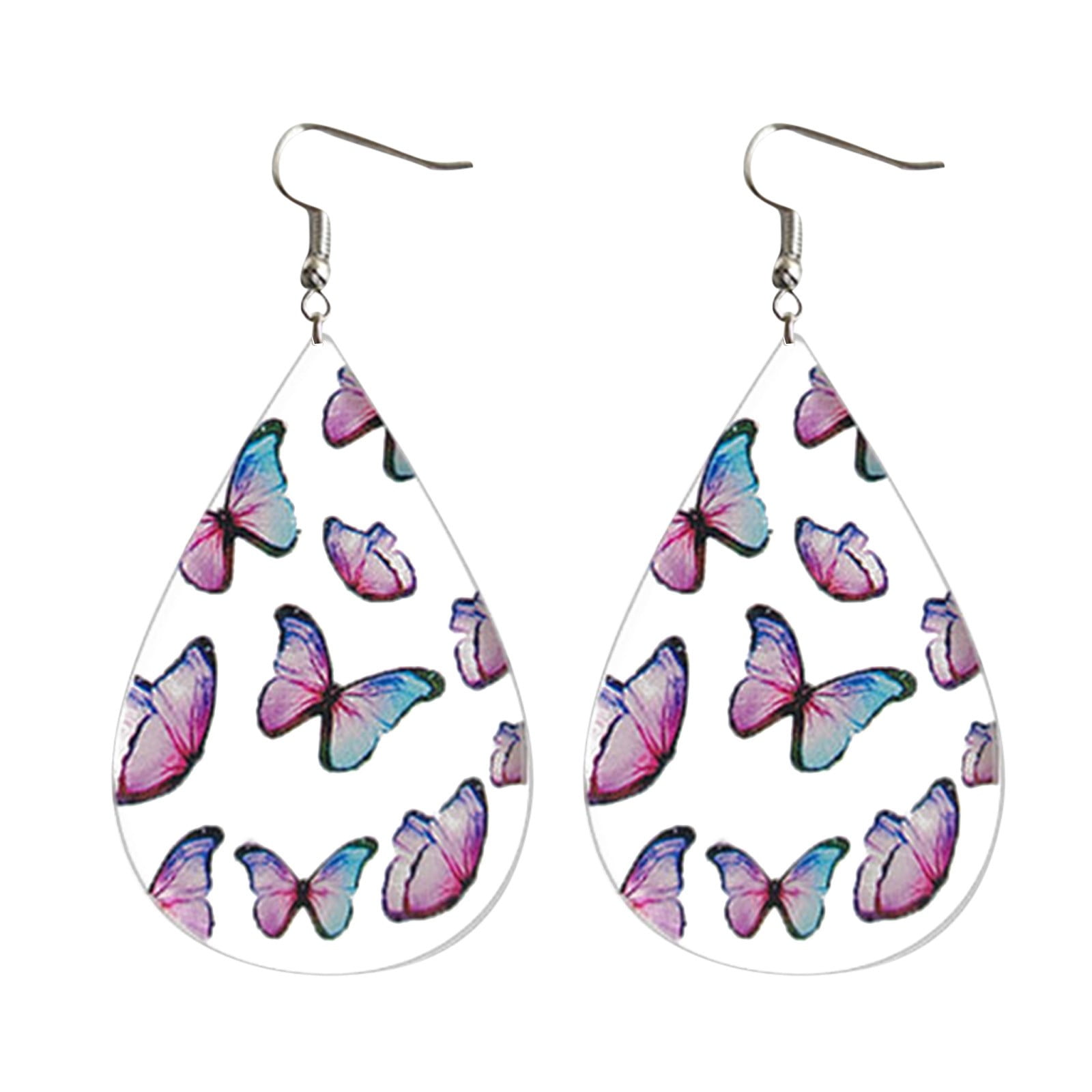 Women'S Teardrop Earrings Blue And Colourful Butterfly Turtleback Leaf ...