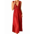 thumbnail image 1 of Women'S Temperament Elegant V-Neck Sleeveless Mesh Lace Lace Wide Suspender Long Skirt Nightdress Wine Red L, 1 of 8