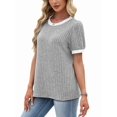 thumbnail image 1 of Women'S Textured Shirts Tops Short Cap Sleeve Shirts Loose Fit Summer Outfits Gray L, 1 of 7
