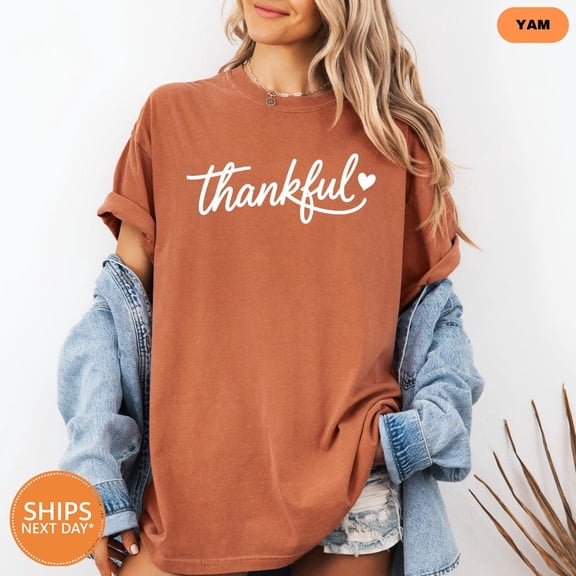 Women'S Thankful Grateful Shirt, Thanksgiving Mom Tee, Fall Vibes Top All Size S-5XL