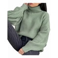 thumbnail image 1 of Women'S Thick Sweater, Warm and Loose, Basic Knitted Pullover for the Office Grass Green M, 1 of 4