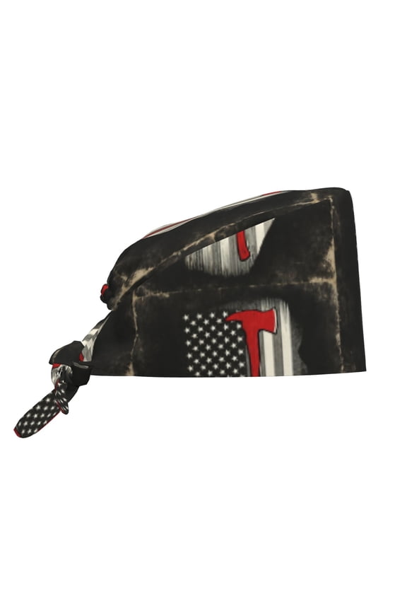 Women'S Thin Red Firefighter Line Flag Art Double-Sided Printed Adjustable Working Cap
