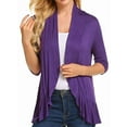 thumbnail image 1 of Women'S Three-Quarter Sleeve Casual Cardigan, Fashionable Front Open Cardigan Purple S, 1 of 5