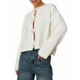 thumbnail image 1 of Women'S Tie Front Cardigan Sweaters Chunky Knit Long Puff Sleeve Trendy Fall Winter Jacket Coats White M, 1 of 10