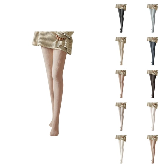 Women'S Tights 2026 Fall Winter Cute Cable Knit Soft Pantyhose Leggings Stockings Opaque Tights