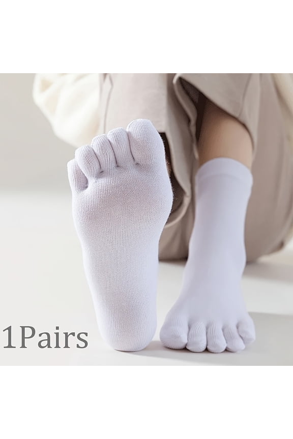 Women'S Toe Socks, Unisex Athletic Running Five Finger Crew Socks, Easy And Comfortable Warm Socks Suitable for Christmas, Birthday Gifts-One-sizeWhite