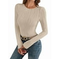 thumbnail image 1 of Women'S Tops 2025 Fall Fashion Long Sleeve Crewneck Blouse Slim Fit Textured Basic Knit T Shirt Y2k Clothes  XXL, 1 of 6