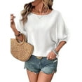 thumbnail image 1 of Women'S Tops 3/4 Sleeve T-Shirts Cute Crewneck Basic Business Tees Blouses White S, 1 of 9