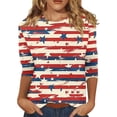 thumbnail image 1 of Women'S Tops, Casual 3/4 Length Sleeve 4Th Of July Collar Pullover Top Red White And Royal Blue T Shirt Tops Long Shirts For Women Green Tops Going Out Summer Tops Work (L, Watermelon Red) ZMTing, 1 of 4