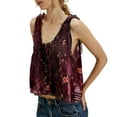 thumbnail image 1 of Women'S Tops Casual, Boho Floral Sleeveless Sheer Lace Tie Front Embroidery Camisole Button Tank Top Plus Size Valentines Day Shirt Flannel Women Tops Dressy Casual Camisole (L, Coffee) ZMTing, 1 of 4