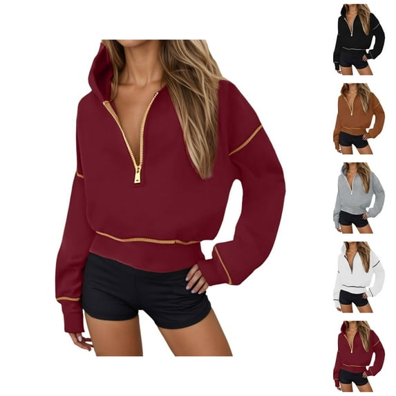 Women'S Tops Solid Color Men's Lightweight Half Zip Pullover Hoodie For Casual Wear Workout Outdoor Activities Slim Fit Long Sleeve Sweatshirt With Zipper Comfortable Athletic Top For Fall Winter