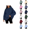 thumbnail image 1 of Women'S Tops Solid Color Womens Oversized Sweatshirts Pullover Hoodies Artificial Short Velvet Oversized Hoodies Hooded Sweatshirts Comfy Casual Pullover Loose Lightweight Fall Winter Clothes, 1 of 5
