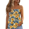thumbnail image 1 of Women'S Tops, Summer Tube Cute Sexy Off Shoulder Floral Sleeveless Elastic Tunic Smocked Tops Womens Spring Long Sleeve Black Shirt Crop Top Women White Button Shirt Tops (M, Gold) ZMTing, 1 of 4