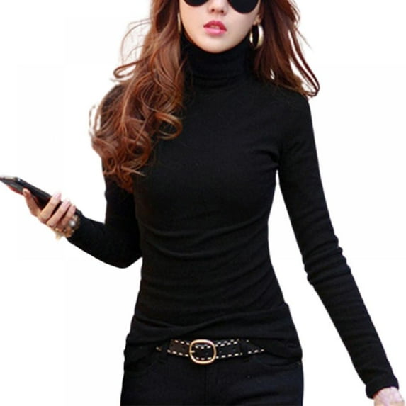 Women'S Tops T-Shirt Half High Collar Thermal Underwear And Bottom Woman Tshirts Tops Women Long Sleeve T-Shirt
