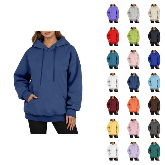 Women'S Tops Women's Solid Color Sweatshirt Men's Casual Pullover Hoodie Long Sleeve Comfortable Winter Warm Lined Sweatshirt With Drawstring Pocket For Daily Wear