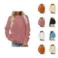 thumbnail image 1 of Women'S Tops Women's Solid Color Sweatshirt Women's Casual Crewneck Print Sweatshirt Fashionable Pullover Hoodie Top For Daily Wear, 1 of 9