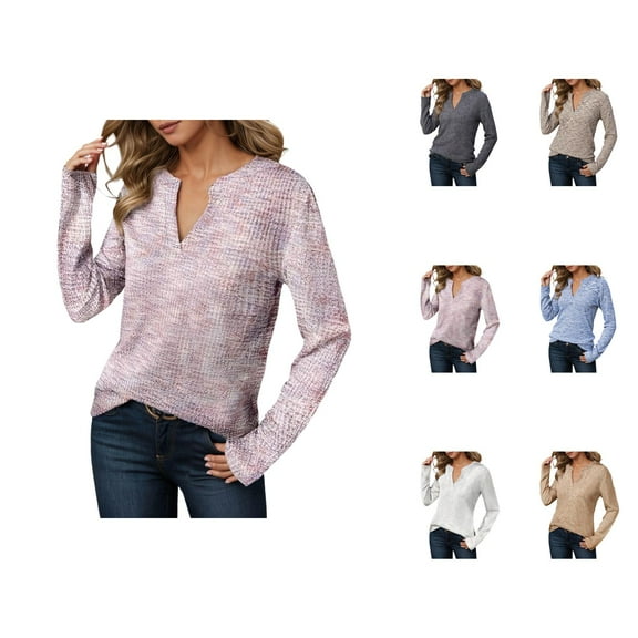 Women'S Tops Women's Solid Color Sweatshirt Women's Long Sleeve Hoodless Sweatshirt Casual Crewneck Pullover Soft Comfortable Blouse Top For Everyday Wear