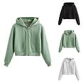 thumbnail image 1 of Women'S Tops Women's Solid Sweatshirt Women's Comfortable Casual Fashion Printed Long Sleeve Open Umbilical Hooded Sweater, 1 of 3