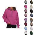 thumbnail image 1 of Women'S Tops Women's Solid Sweatshirt Women's Fashion Casual Zipper Long Sleeved Loose Solid Color Hoodie, 1 of 5