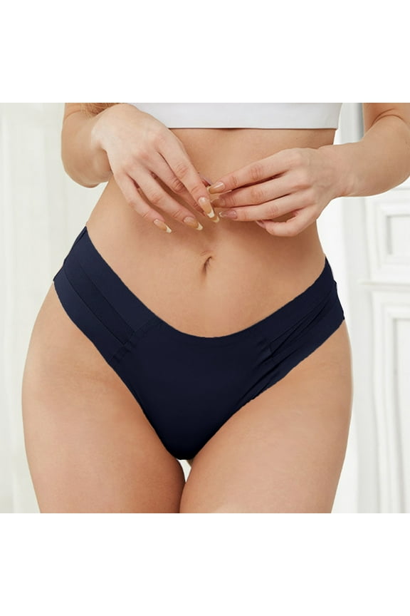 Women'S Traceless Thongs Fashion Sexy Transparent Low Waist High Elastic G-String Panties ThongBlackL