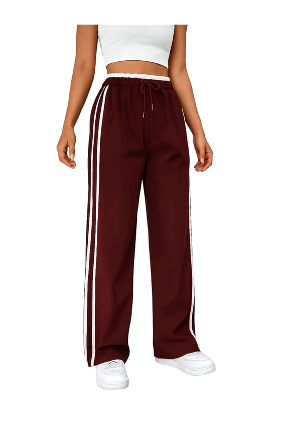Women'S Track Pants Loose Straight Leg Jogging Sweatpants Warm-Up Sports Deep Red XXL