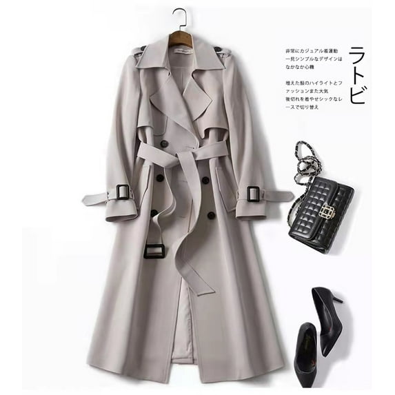 Women'S Trench Coat Mid Long Length 2025 New Arrival Oversize Petite Friendly Popular Style Knee Length Overcoat Trench Coat Women