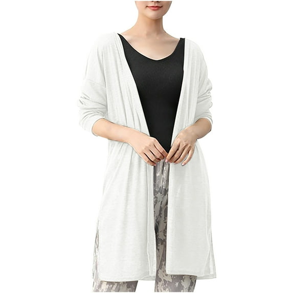 Women'S Trendy Cardigan Cozy Clothing Elegent Casual Fall Fashion Long Sleeve Open Front Jacket Loose Lightweight Jacket White L