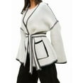 thumbnail image 1 of Women'S Trendy Casual Loose Oversized Color Block Long Sleeve Open Front Sweater Cardigan for Women White L, 1 of 10