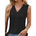 thumbnail image 1 of Women'S Trendy Tank Tops Eyelet Embroidery Sleeveless V-Neck Tank Shirts for Daily Casual Black S, 1 of 6
